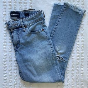 Lucky Brand High Rise Cropped Skinny Jeans, Distressed, Frayed Hem
